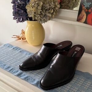 Etienne Aigner Black Leather Mules